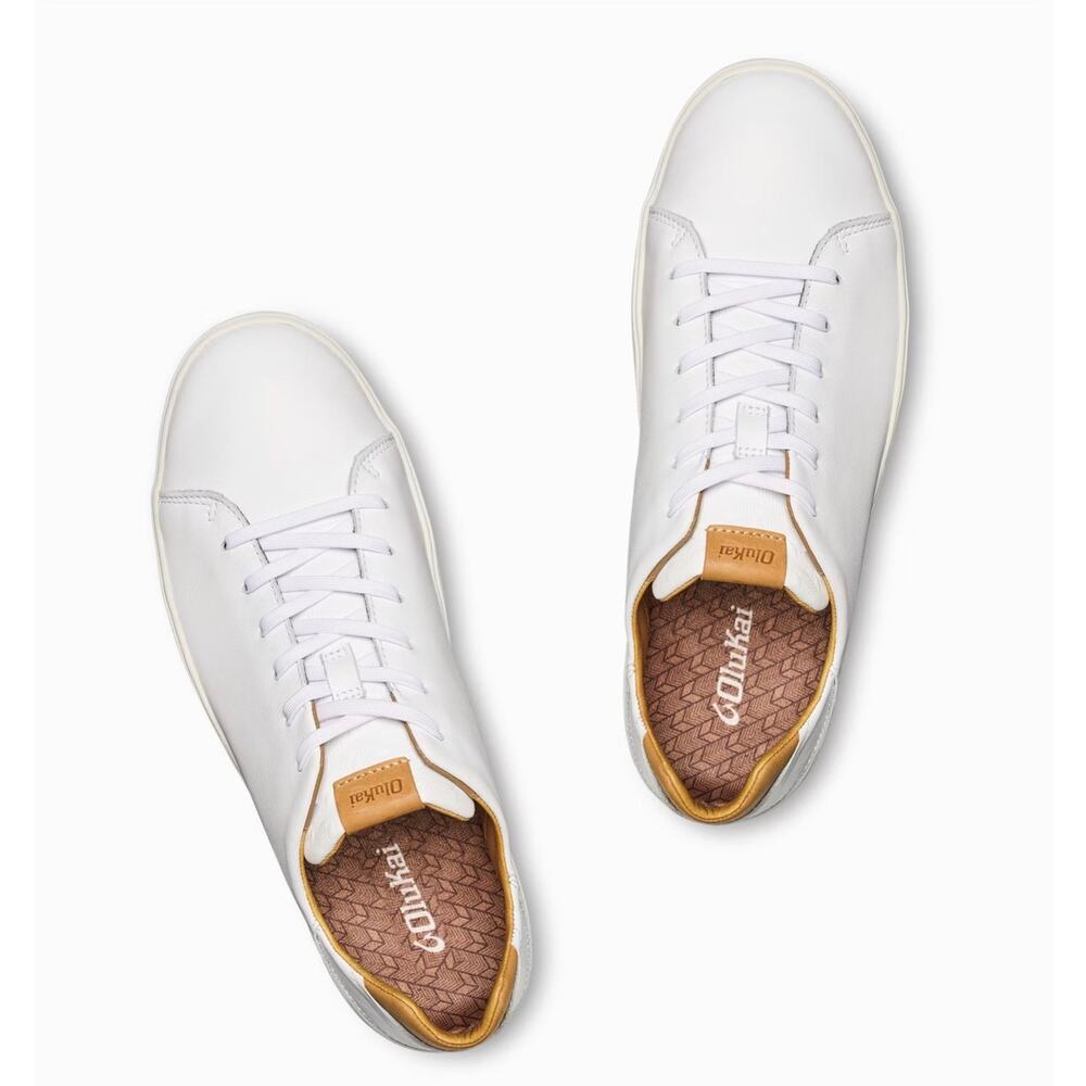 OluKai Lae'Ahi Li 'Ili White Leather Convertible Shoes Sneakers Men’s Size 12